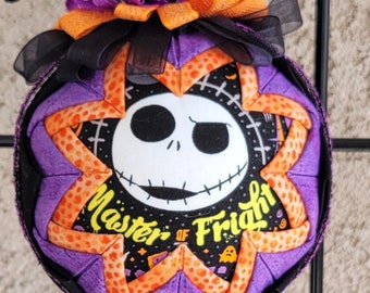 Nightmare Before Christmas Purple and Orange 4 Inch "Quilted" Ornament