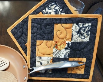 Agarraderas acolchadas de Halloween, decoración de cocina gótica (juego de 2)