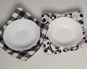 Nightmare Before Christmas Bowl Cozy-Microwavable, Sold in Sets of 2. Black and White Fabrics