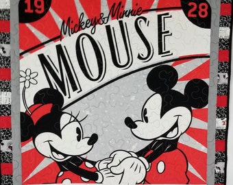 Mickey and Minnie Mouse Baby Quilt, Cotton Crib Toddler Bedding