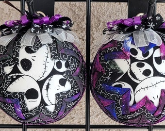 Nightmare Before Christmas Purple and Black 4 Inch "Quilted" Ornament