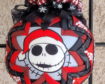 Nightmare Before Christmas Santa Jack Skellington V3 4 Inch "Quilted" Ornament