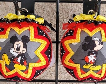 Mickey Mouse Red and Yellow 4 Inch "Quilted" Ornament