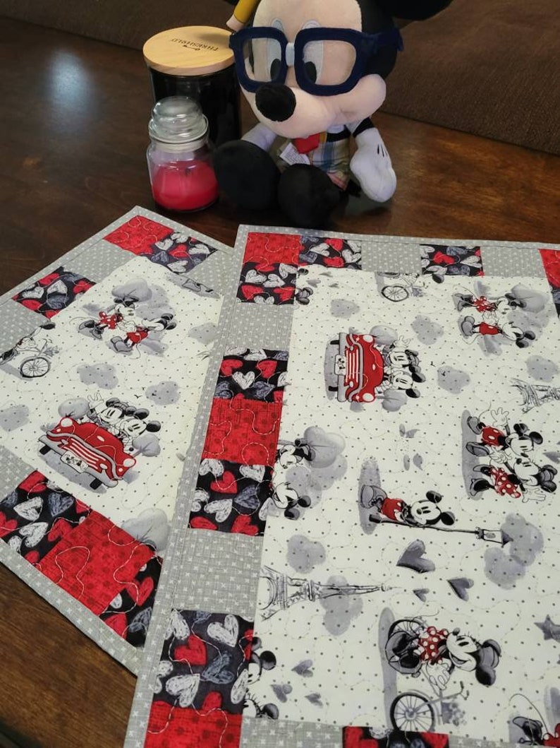 Quilted Disney Placemats Sold in Sets of 2 Mickey and Minnie Etsy