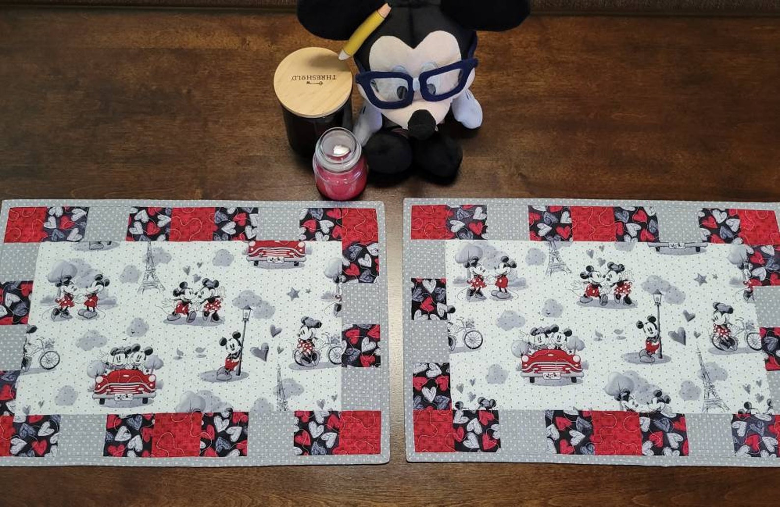 Quilted Disney Placemats Sold in Sets of 2 Mickey and Minnie Etsy