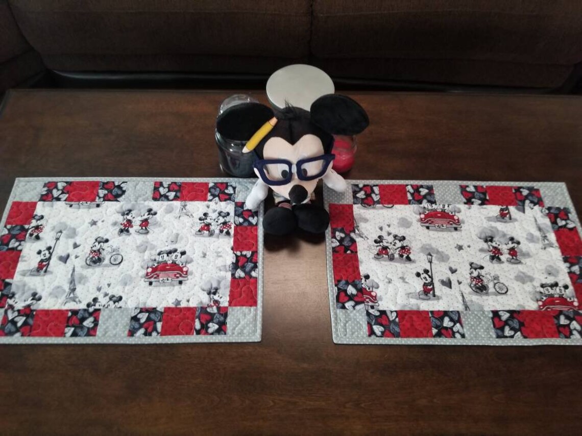 Quilted Disney Placemats Sold in Sets of 2 Mickey and Minnie Etsy