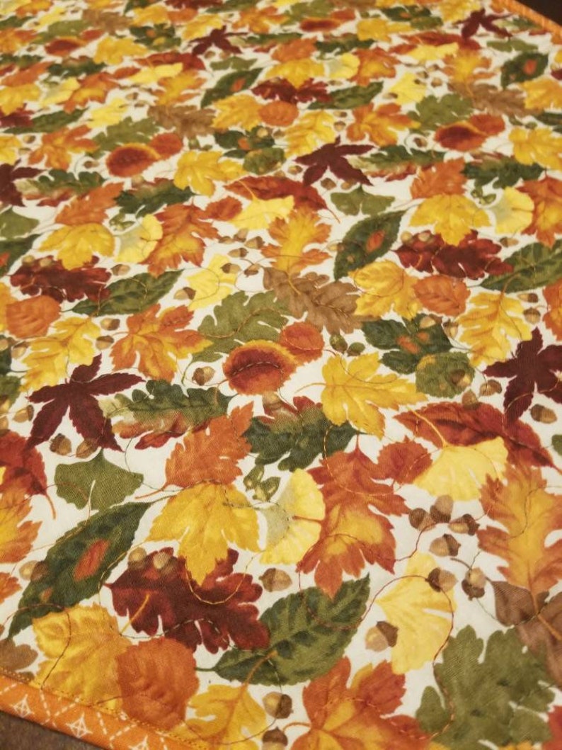 Quilted Autumn Fall Long Table Runner Quilted Thanksgiving Etsy