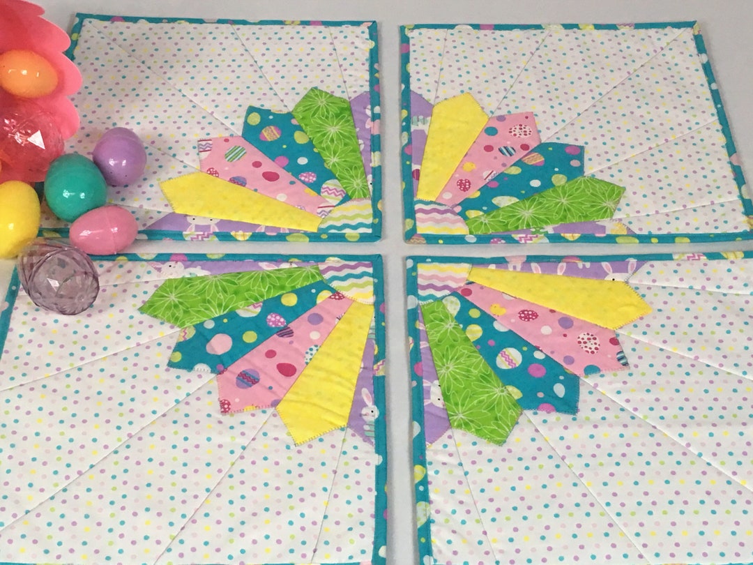 Easter Quilted Placemats Set of 4 Spring and Easter Quilted Table Decor