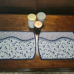 Disney Mickey and Minnie Mouse Quilted Placemats, Set of 2 Placemats in Navy Blue and Gray