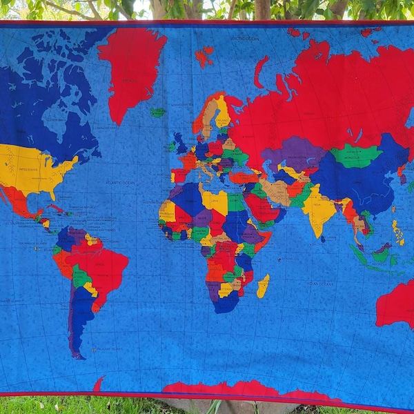 Fabric Wall Hanging World Map Etsy