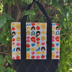 Disney Princess Quilted Tote Bag, Snow White, Jasmine, Ariel, Aurora, Back to School, Backpack, Book Bag, Teacher Gift or Student Gift,