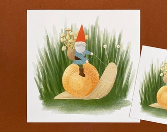 Gnome and snail print