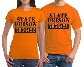 State Prison inmate T-shirts Orange color Funny  Men's, Women's, Youth, Toddler and Baby Bodysuit Halloween Cosplay shirts