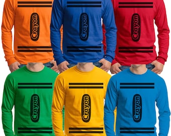 Crayon color print T-shirt Halloween Costume Cosplay candy Long Sleeve T-shirts Available in Adult & Youth sizes