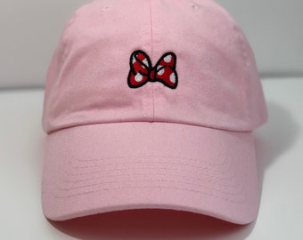 Minnie Mouse Bow embroidered Hat Disney Parks Mickey Minnie fan adjustable cap