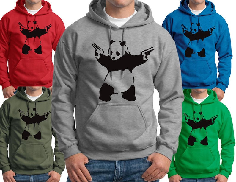 BANKSY PANDA WITH GUN UNISEX SWEATSHIRTS JUMPERS
