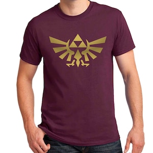 Zelda Triforce T-shirt metallic gold Print Adult, Women&#39;s Fitted & Youth size Shirts