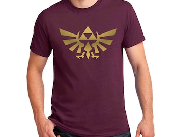 Zelda Triforce T-shirt metallic gold Print Adult, Women's Fitted & Youth size Shirts