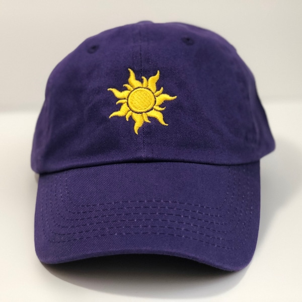 Tangled Rapunzel sun symbol embroidered Hat Disney Magic fan adjustable cap