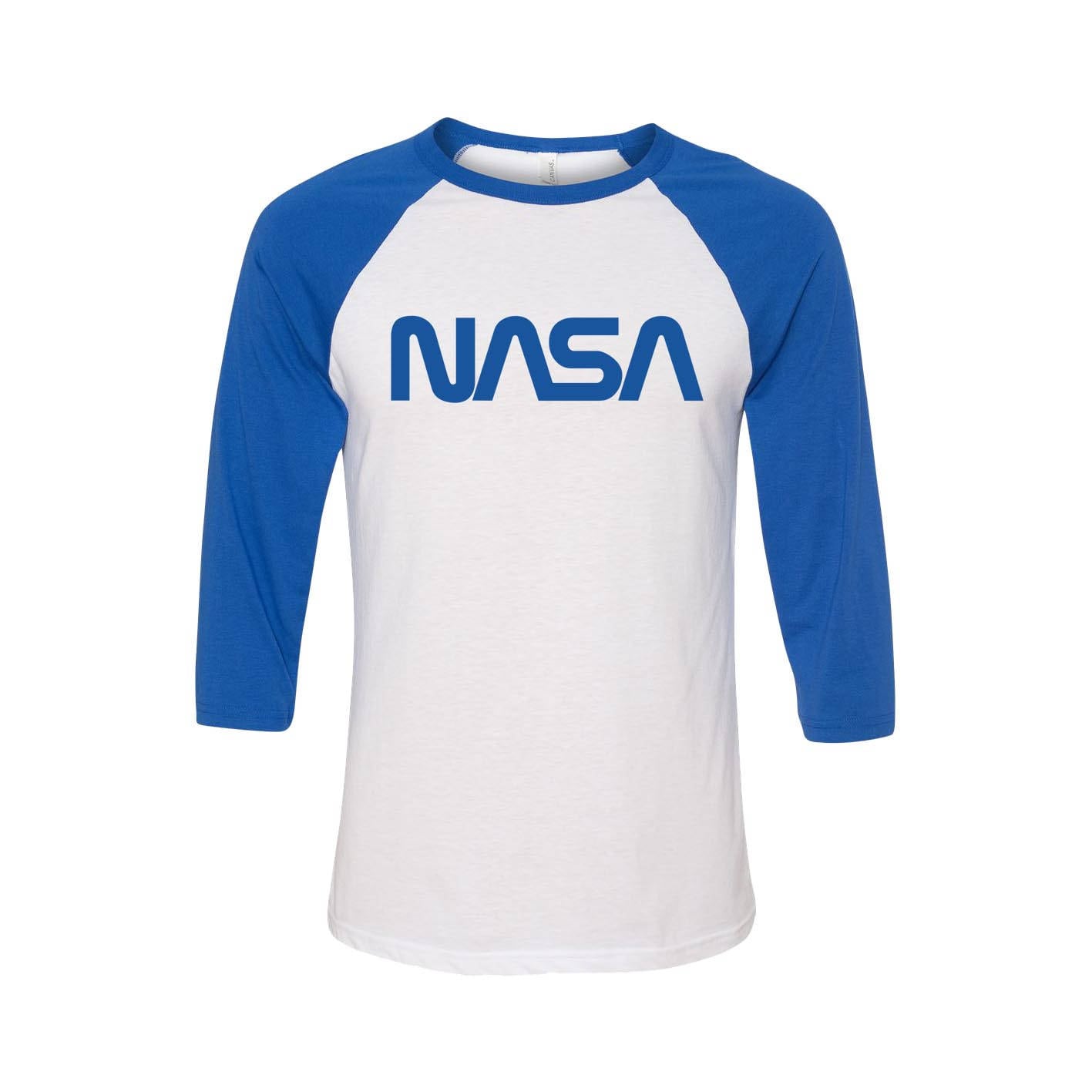 NASA Retro Logo Raglan T-shirt Space Science Fan Unisex Men's 3/4