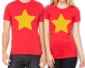 Yellow Star T-shirt Men's Unisex T-shirt Halloween cosplay costume Women's Regular, Junior Slim Fit, Youth Kids size Shirts