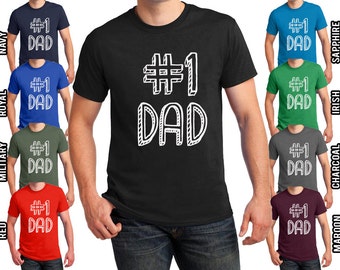 Father's Day T-shirt #1 Dad Number One Dad T-shirt Men's S-4XL Tees