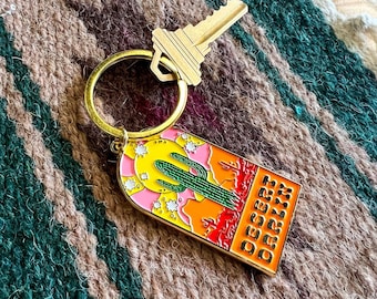 Desert Darlin Keychain; Gold Plated Hard Enamel Keychain