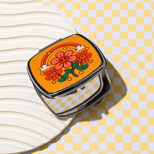Espejo compacto divertido Flower Friends