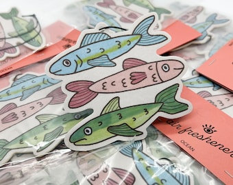 Fish Friends Air Freshener; Sardines Pop Art; Cute Gift