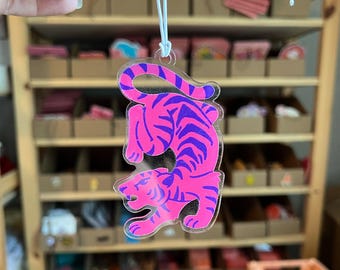 Red Tiger Car Charm, Rearview Mirror Hanging Car Accessory
