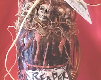 Apothecary Handmade prop, Halloween Bottle: Gothic Skull Decor, Haunted house, Witch potion bottle