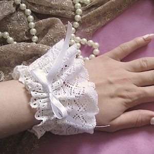 1 paio di polsini in pizzo di cotone Estensione della manica in nero, bianco, rosso, beige e rosa | Accessorio di moda Lolita