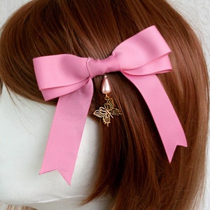 Hair bow PINA in 8 colors | Hair clip with gold butterfly pendant, girls hair accessories, bridal jewelry, Lolita fashion,