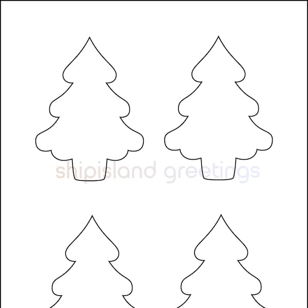 4 inch Pine Trees-Printable Tree Template-PDF Download-Tree Cutout-Christmas Tree Template-Color Page-Holiday Classroom-Kids Craft-Winter