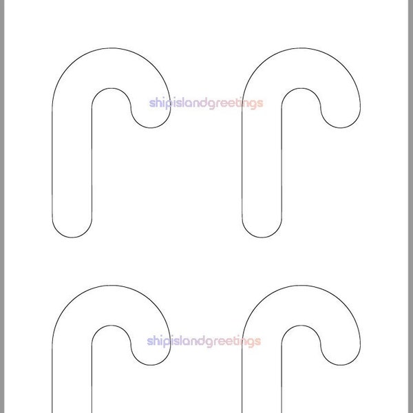 4 inch Candy Cane Template-Printable Template-Holiday Templates-Candy Cane Cutout-Kids Christmas Crafts-Holiday Party