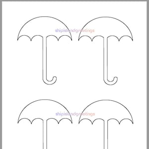 Modèle de parapluie de 4 pouces - Découpes à téléchargement immédiat - Découpe de parapluie - Déco pour baby shower - Modèles météo - Déco pour la salle de classe - Travaux manuels pour enfants - Page couleur