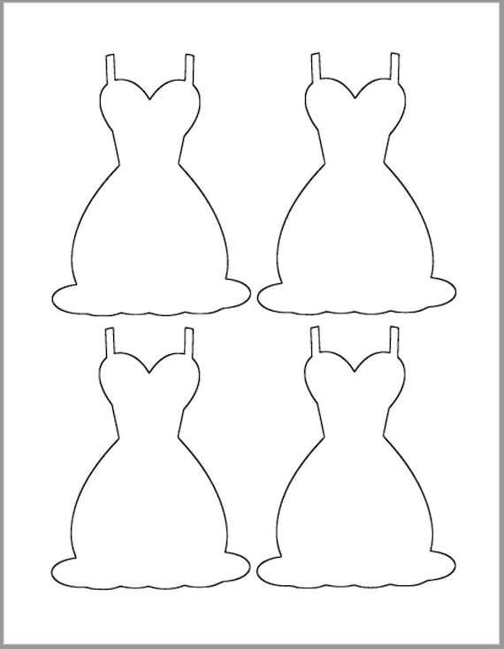 4 5 inch Dress  Template Printable  Wedding Dress  Cutouts 