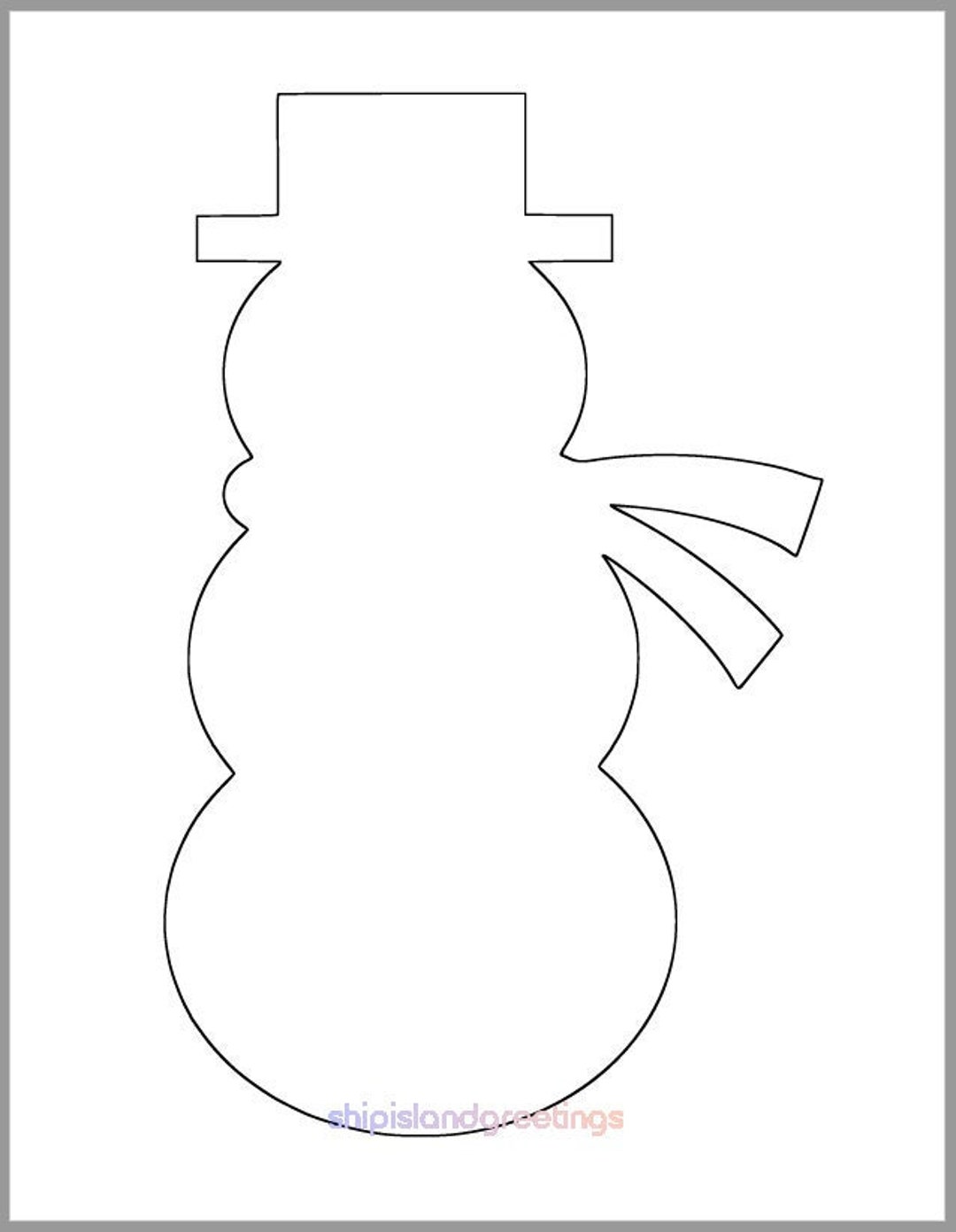 9 Inch Snowman Printable Templateinstant Downloadclassroom Crafts