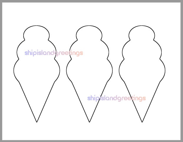6 inch ice cream cone template printable ice cream etsy