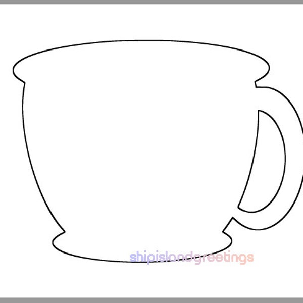 8.5 inch Tea Cup Template-Printable Tea Cup-Coffee Cup Template-Tea Party Decor-Coffee Shop Cutouts-Bridal Shower DIY-Printable Cutouts