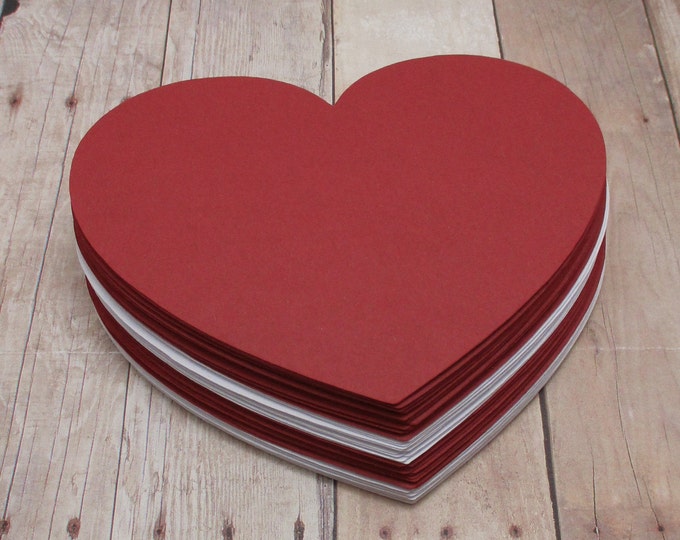 4 Inch Cardstock Heartsred and White Heartsdiy Etsy