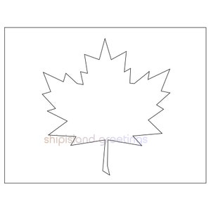 May include: A black and white outline of a maple leaf.