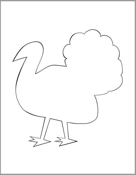 7 Inch Turkey Template Printable Thanksgiving Etsy