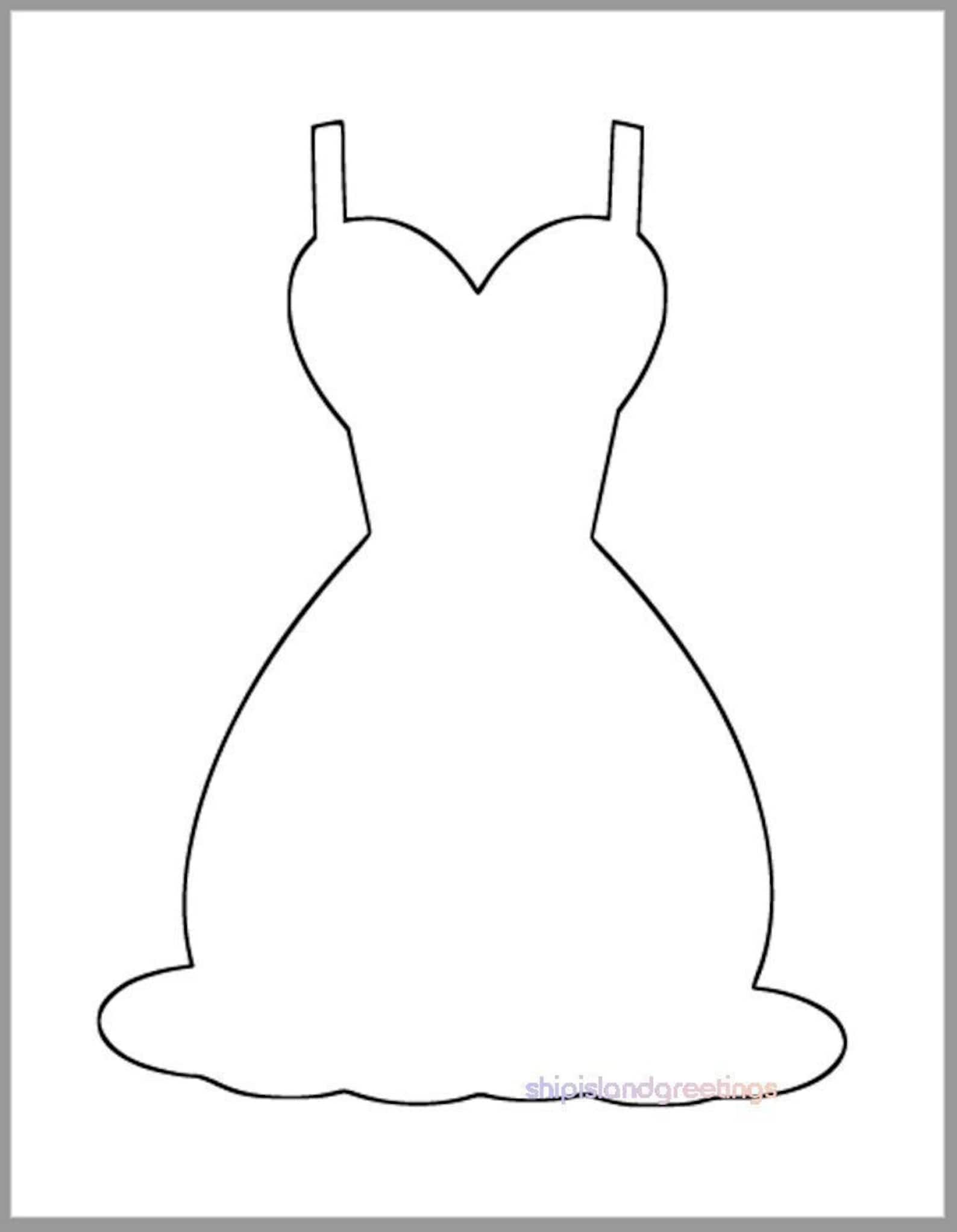9 Inch Wedding Dress Template-printable Dress Cutouts-diy Wedding Decor ...