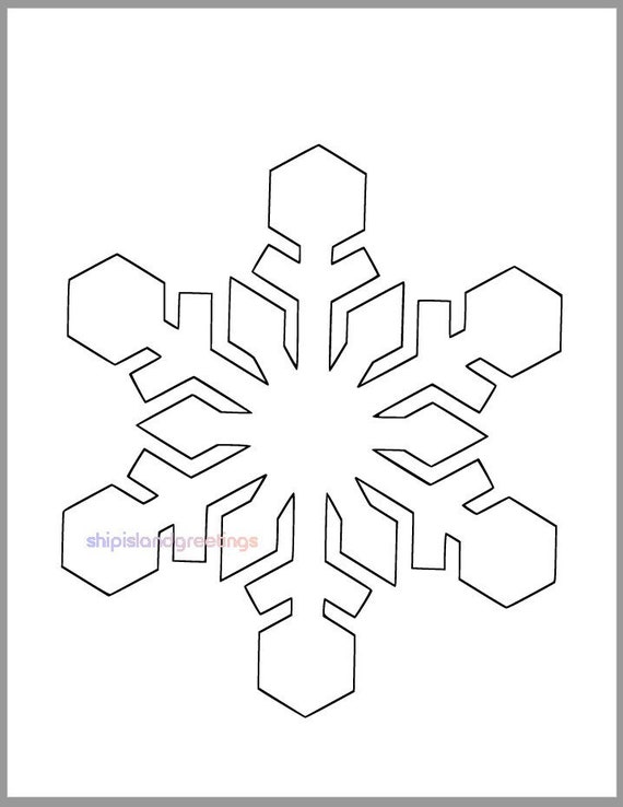 8 inch Snowflake Template-Printable Snowflake-Winter Crafts-Christmas  Decor-Holiday Party-Classroom Decor-Kids Crafts-DIY Snowflake Cutout