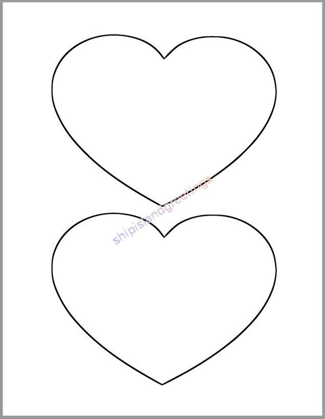 6 Inch Heart Printable Template-large Heart Cutout-valentines Day  Decor-kids Crafts-valentine Printable-large Printable Heart-diy Valentines  