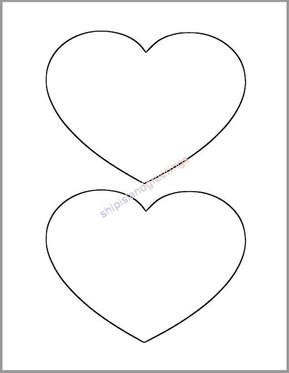 6 Inch Heart Printable Template large Heart Cutout valentines Etsy