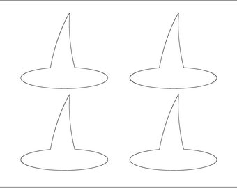 Modelo de chapéu de bruxa de 4 polegadas - Modelo para impressão - Artesanato de Halloween - Página para colorir - Modelo de Halloween - Download instantâneo - Recorte de bruxa - Festa de Halloween