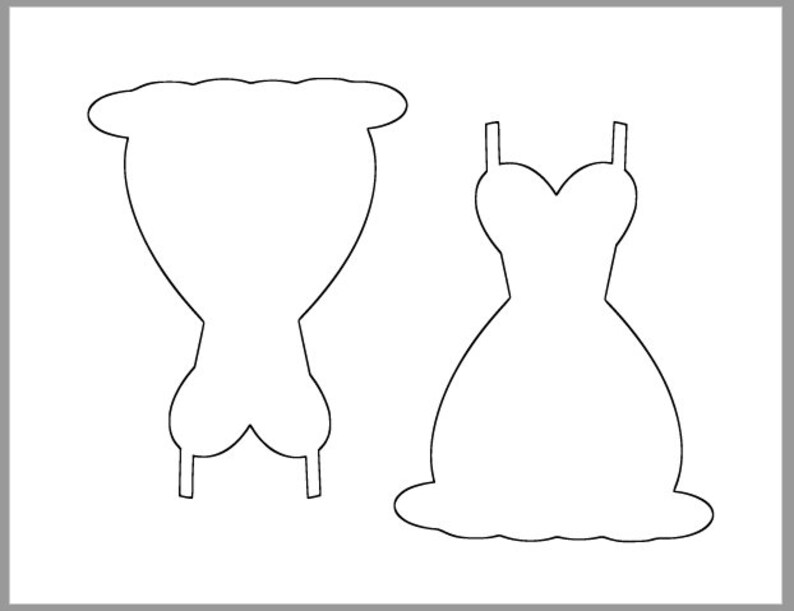 6 inch dress template printable wedding dress cutouts diy wedding decor bridal shower advice cards princess dress cutout coloring page dress wedding dress template