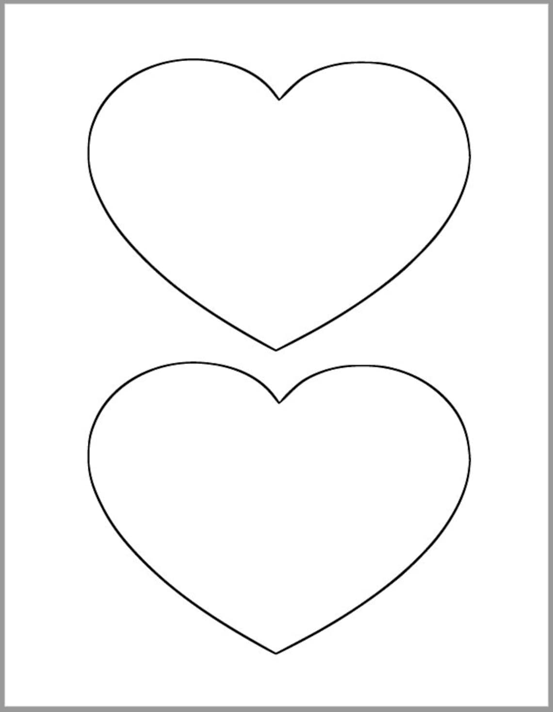 6 inch heart printable template large heart cutout valentines etsy